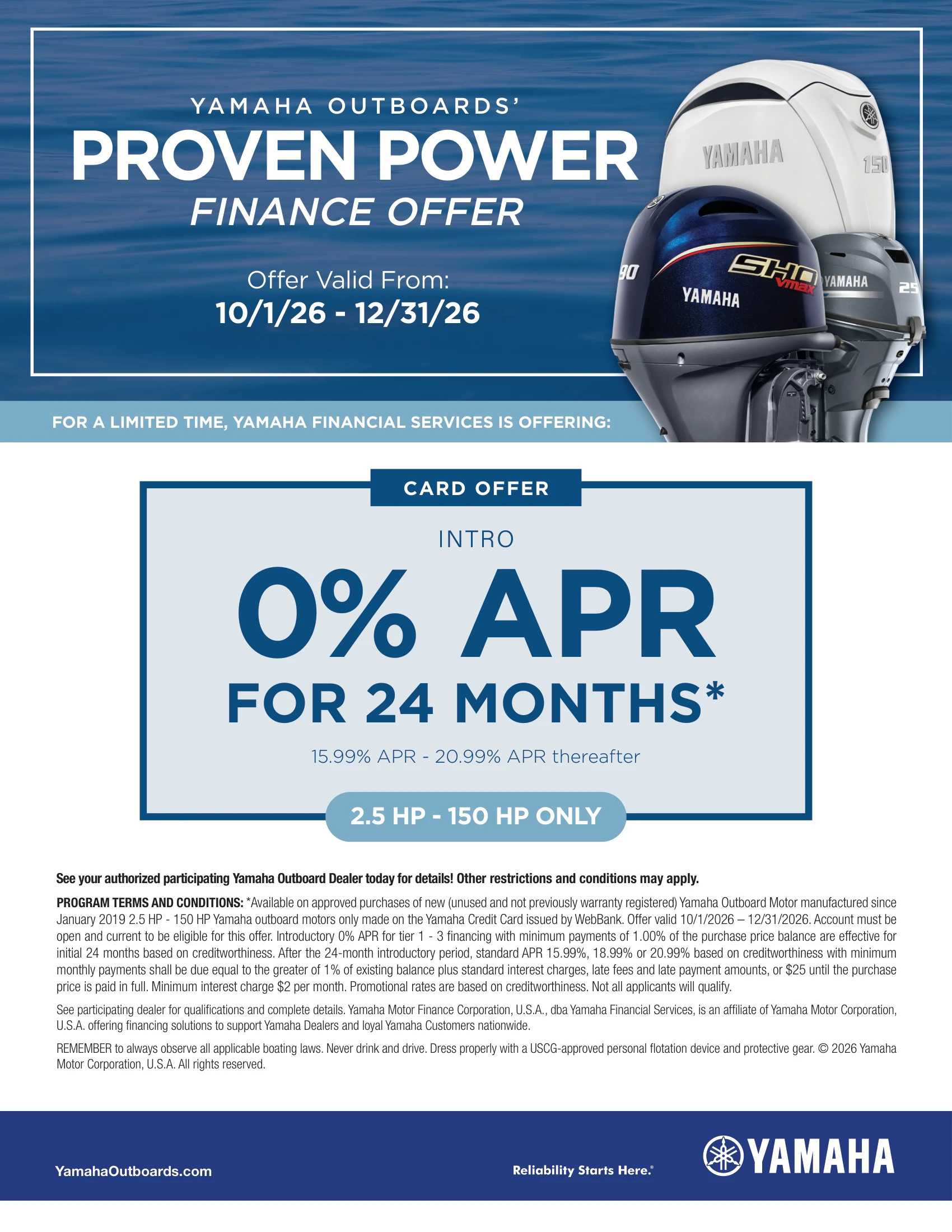 Yamaha Outboards Proven Power Finance Offer