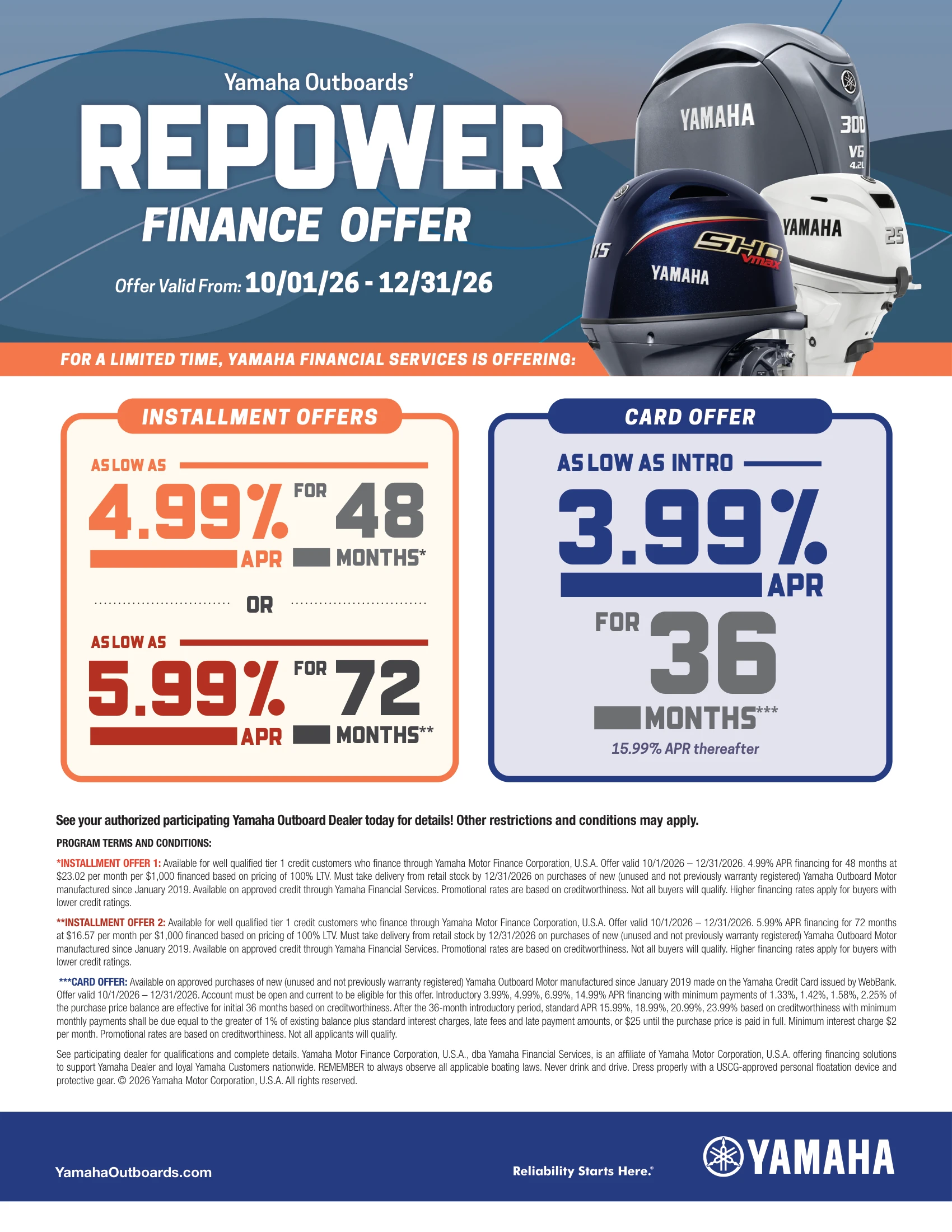 Yamaha Outboards Repower Finance Offer