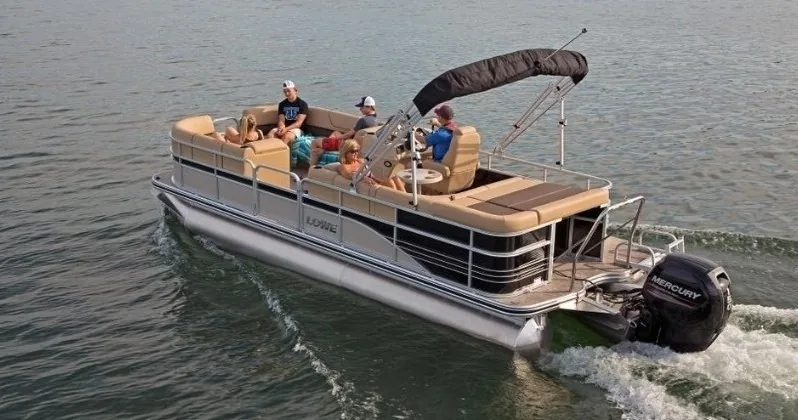 9 person pontoon rental boat on the lake
