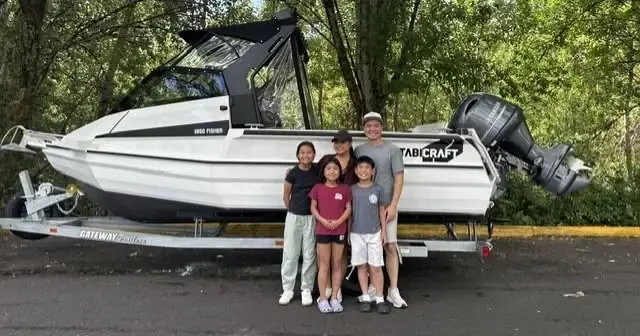 Clemens Marina customer family with their new Stabicraft 1850 Fisher