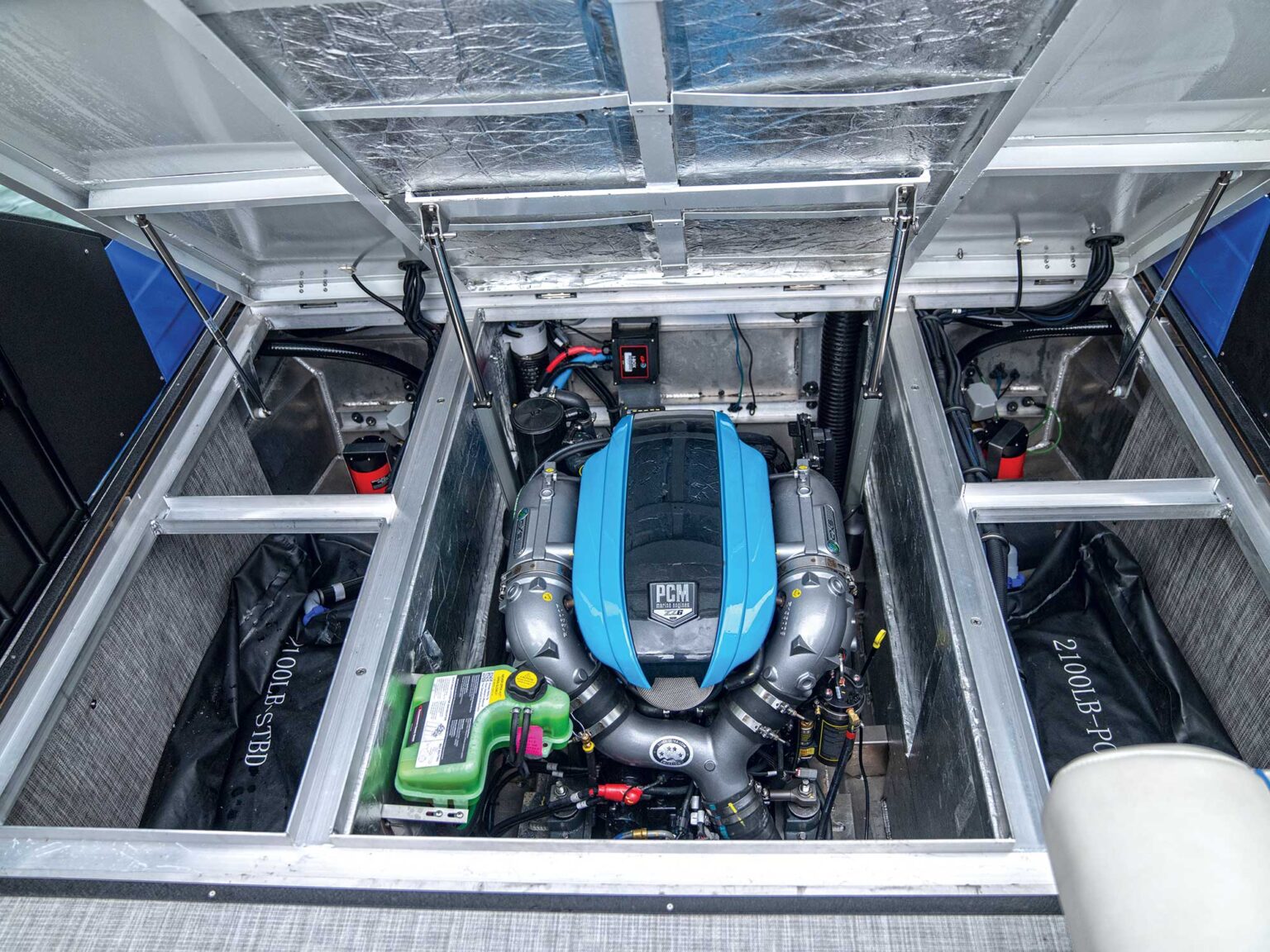 The 4,200 pounds of ballast helps produce powerful, crisp wakes. Courtesy Montara Boats