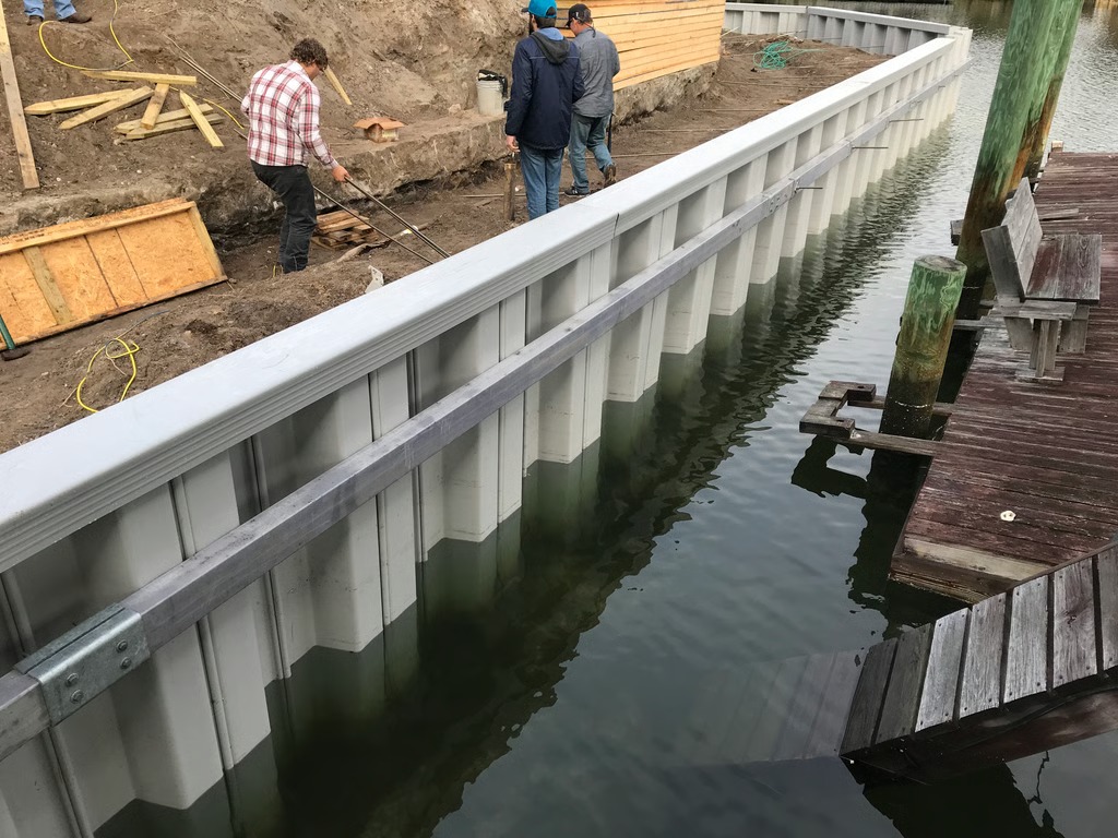 Vinyl Sheet Piling Installation