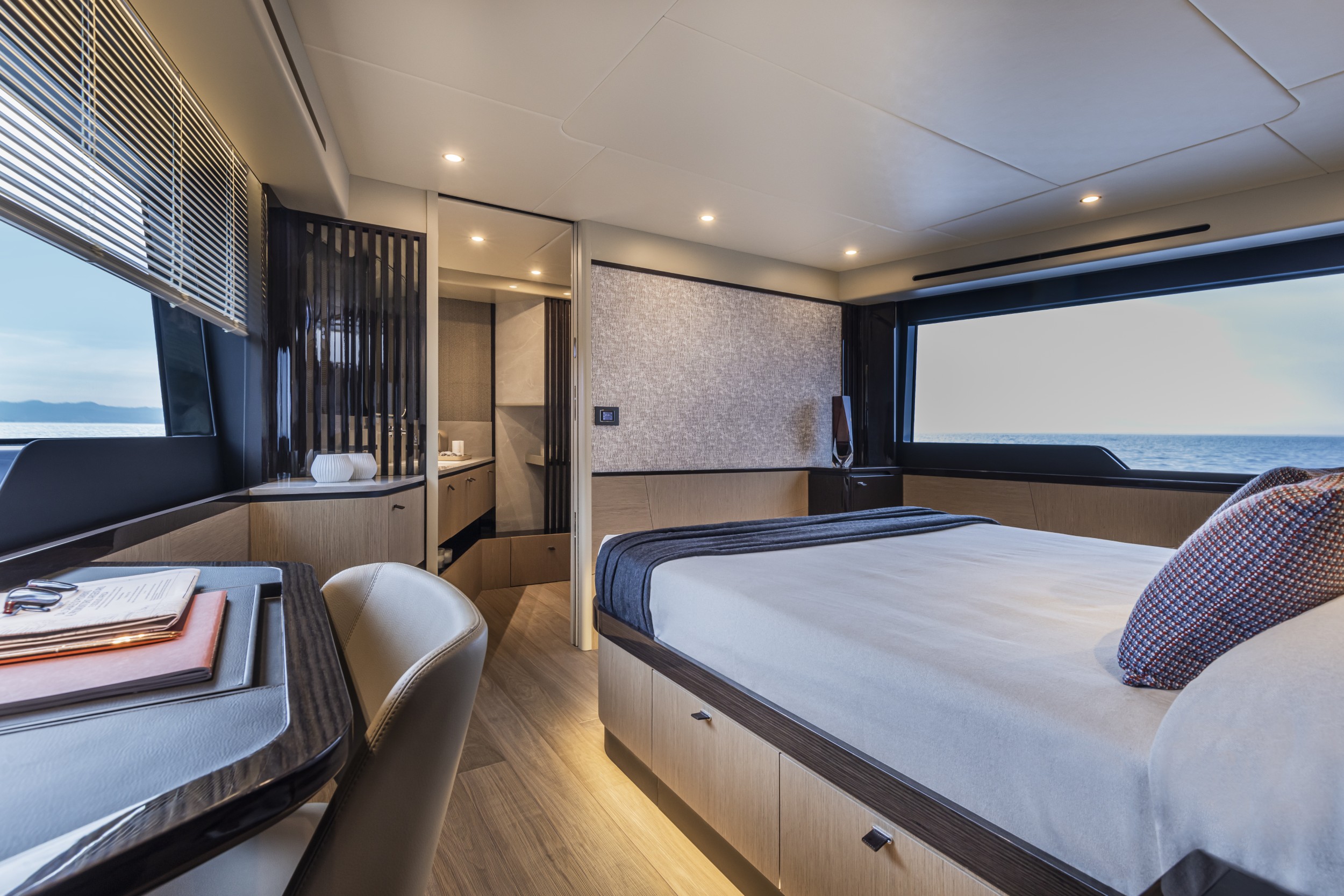 Forward Master Suite with Panoramic Hull Windows