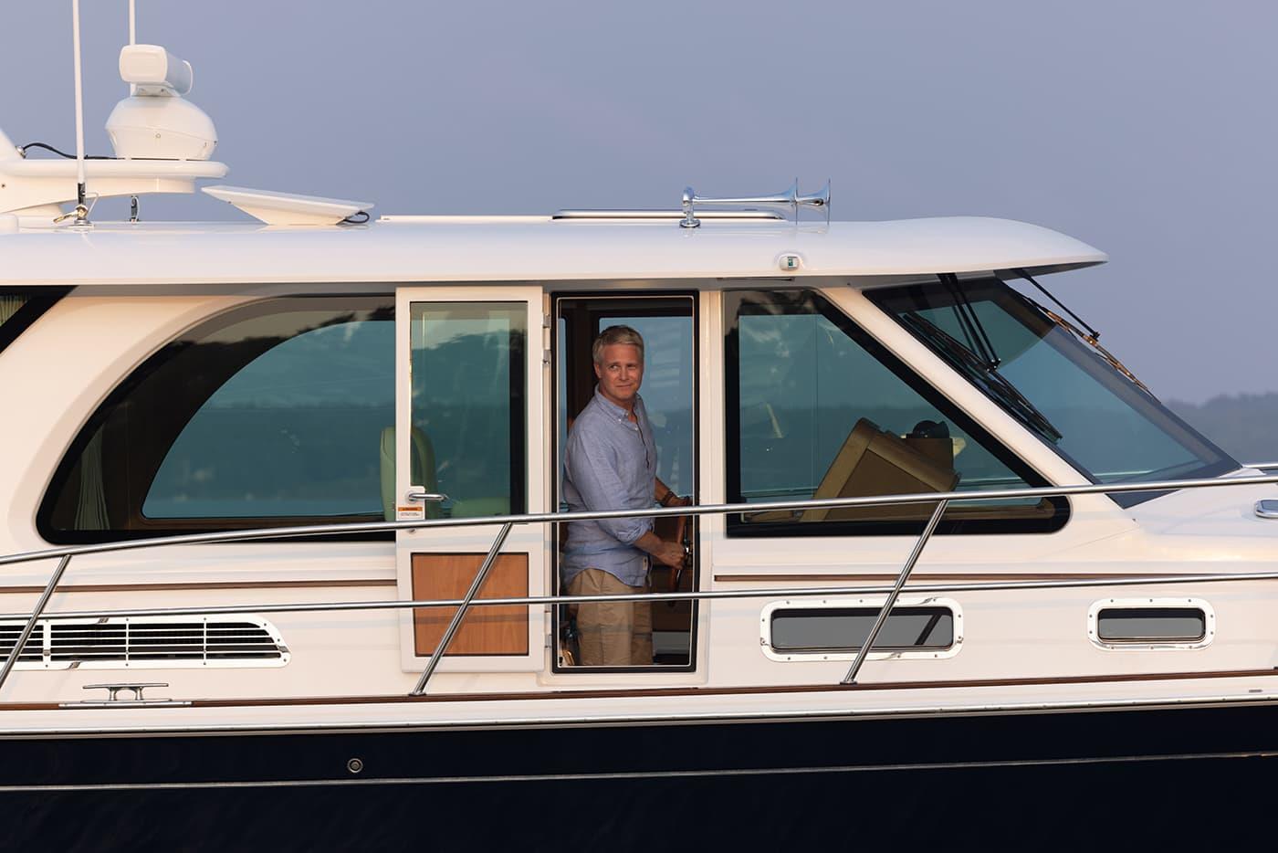Man cruising in a Yacht