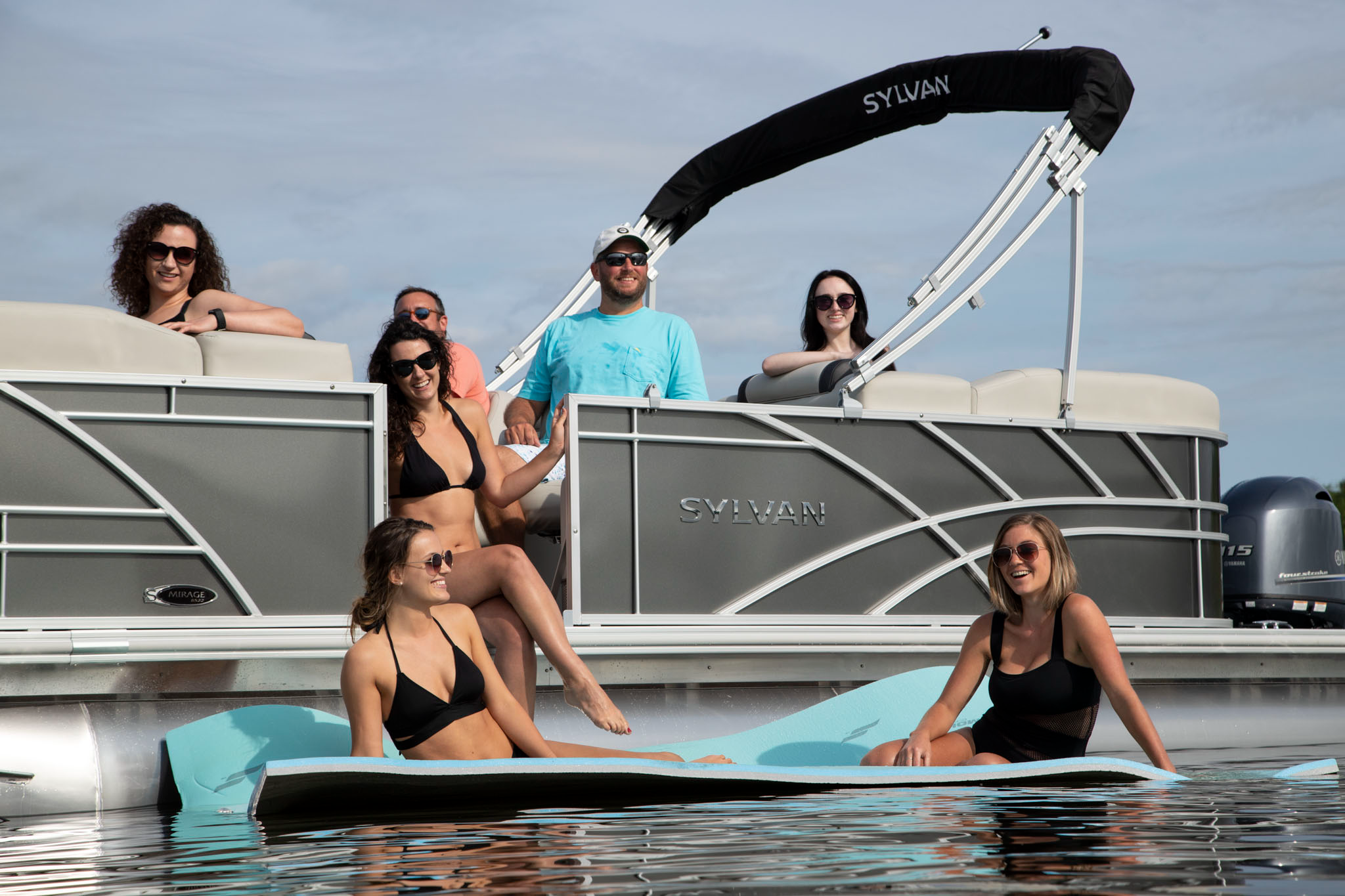 Party on a pontoon boat