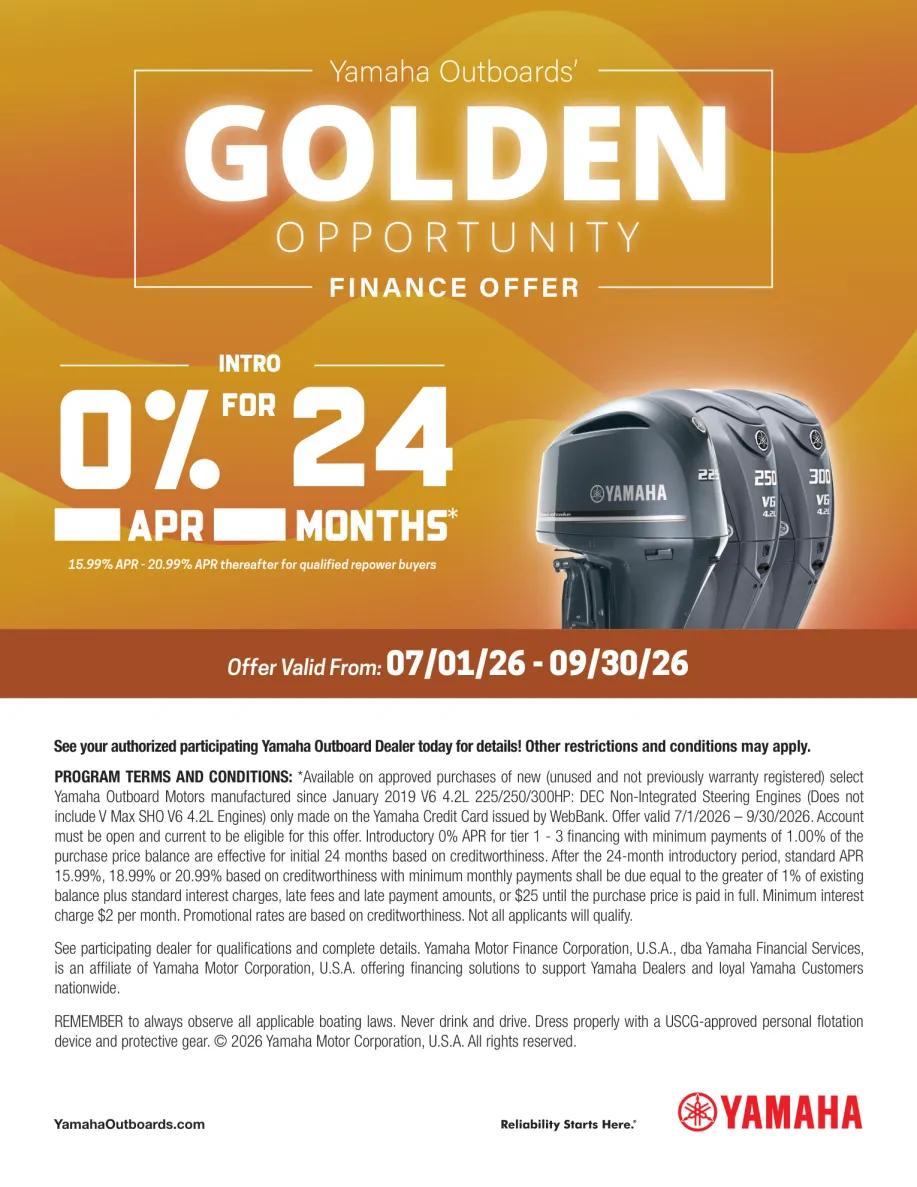 Yamaha Outboards’ Golden Opportunity Finance Offer