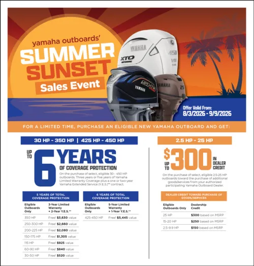 SUNSET SUMMER yamaha outboards' Sales Event