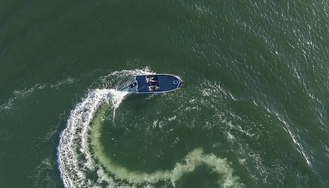 Causeway Marina service boat on the water