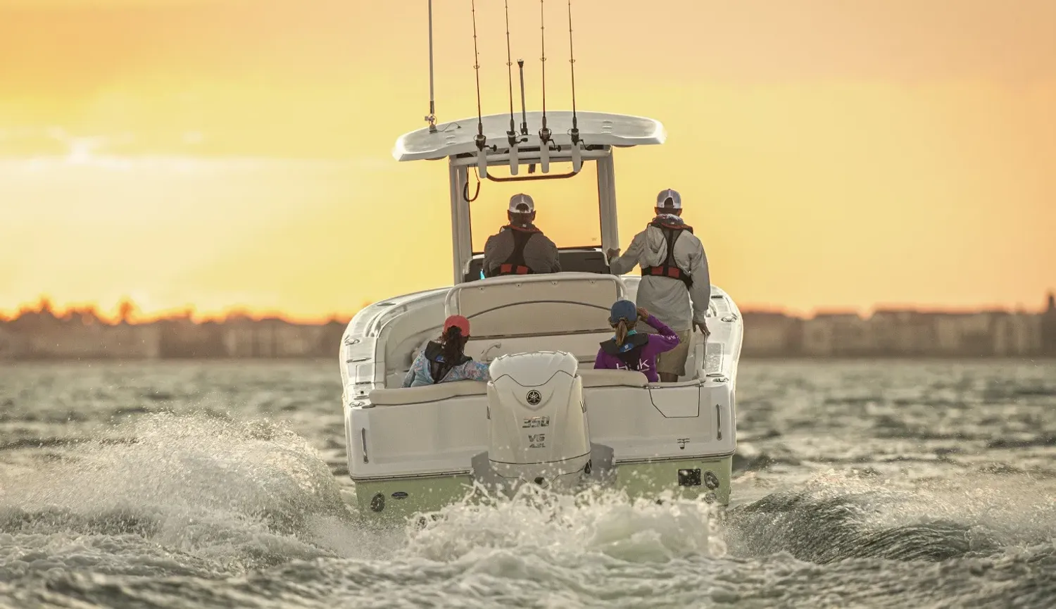 Yamaha outboard motor on boat at water gallery image