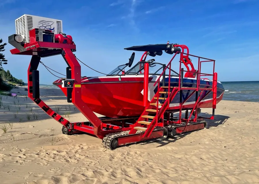 Beach Launcher system operating on a lake beach