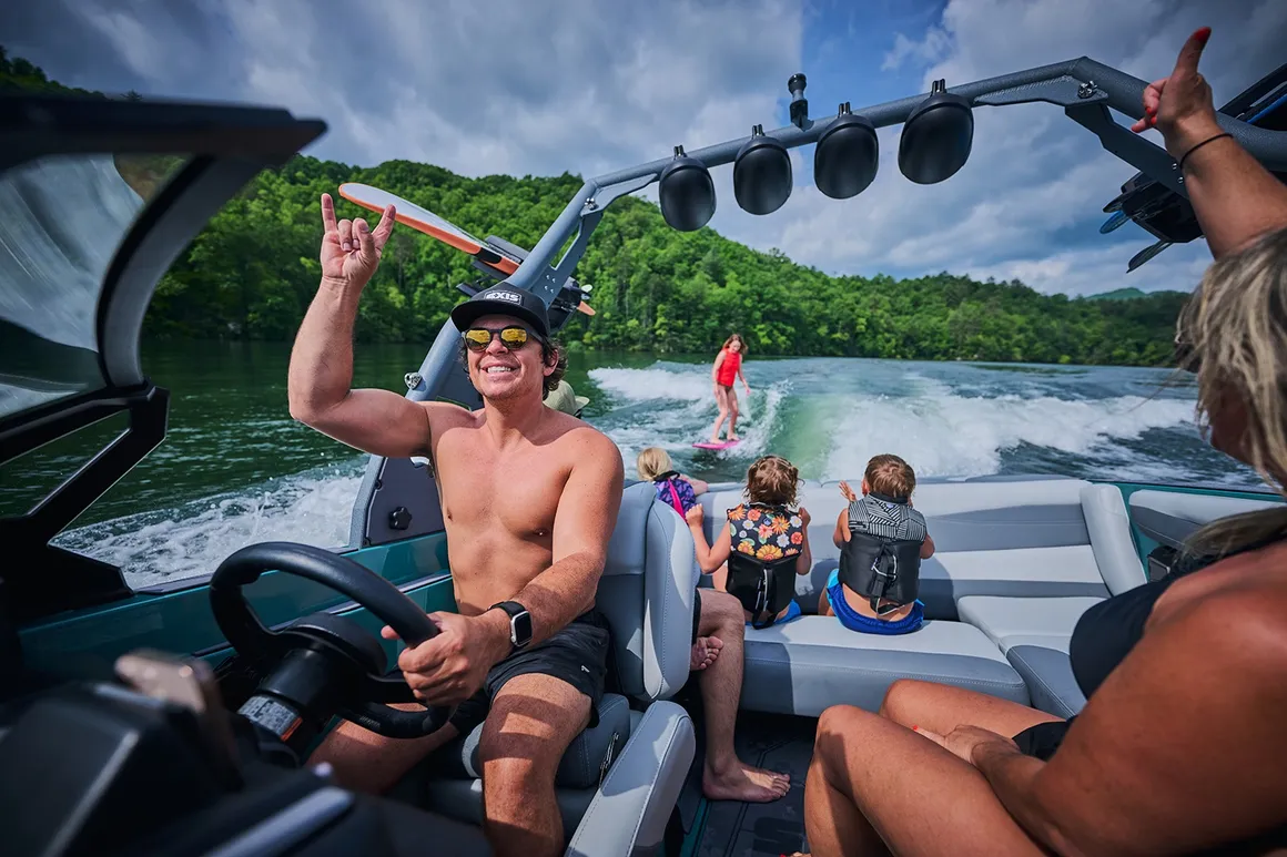 Family enjoying a day on the water