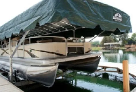 Pontoon under a covered lift