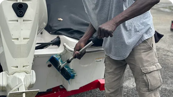 Cleaning Detailing Canvas at Kelley Marine Center