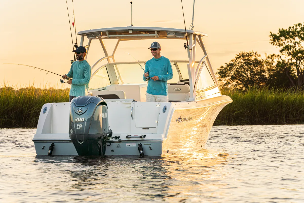 Boat owner enjoying time on the water with extended service coverage