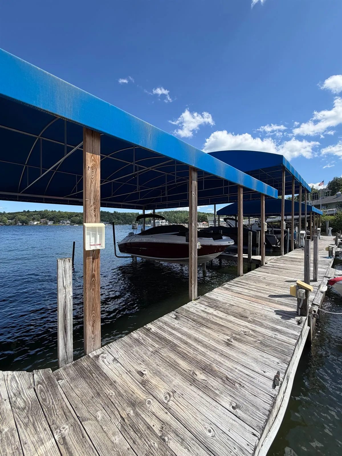 25HP rental boats docked at the new location