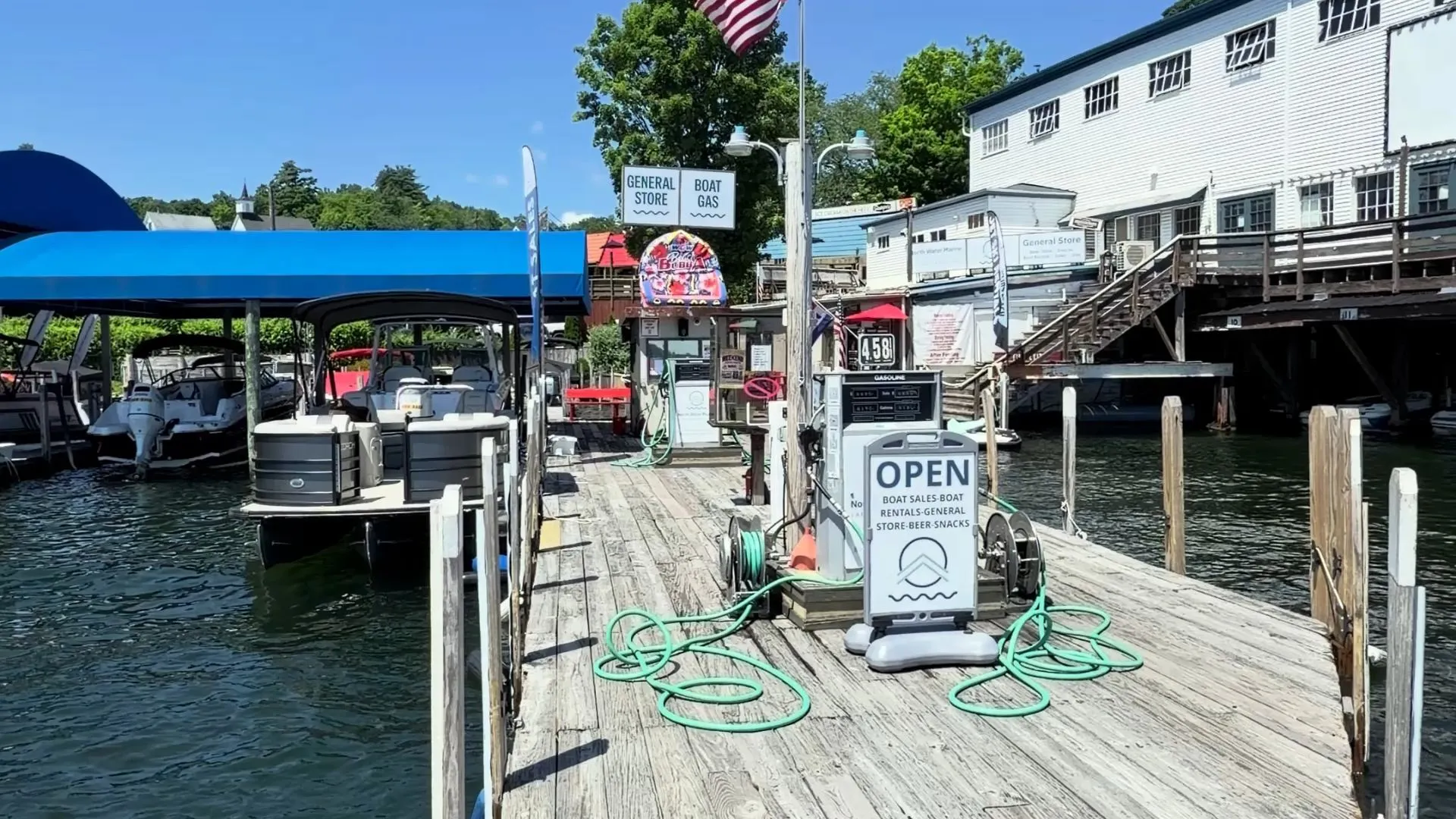 North Water Marine new lakeside location gas dock on Lake Winnipesaukee