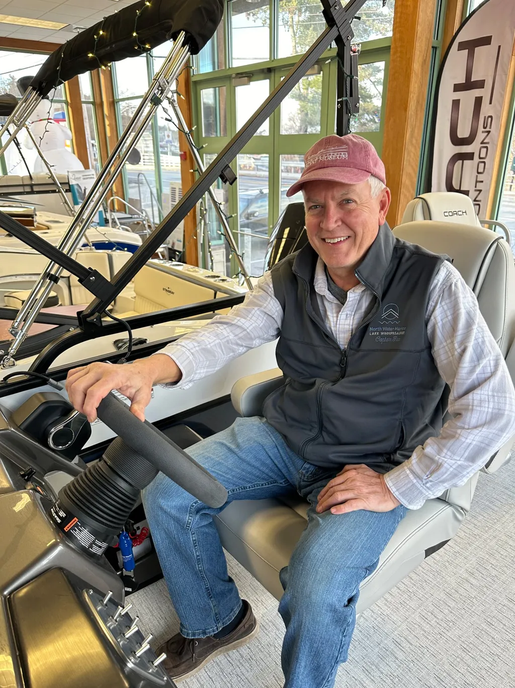 Captain Tim at the helm