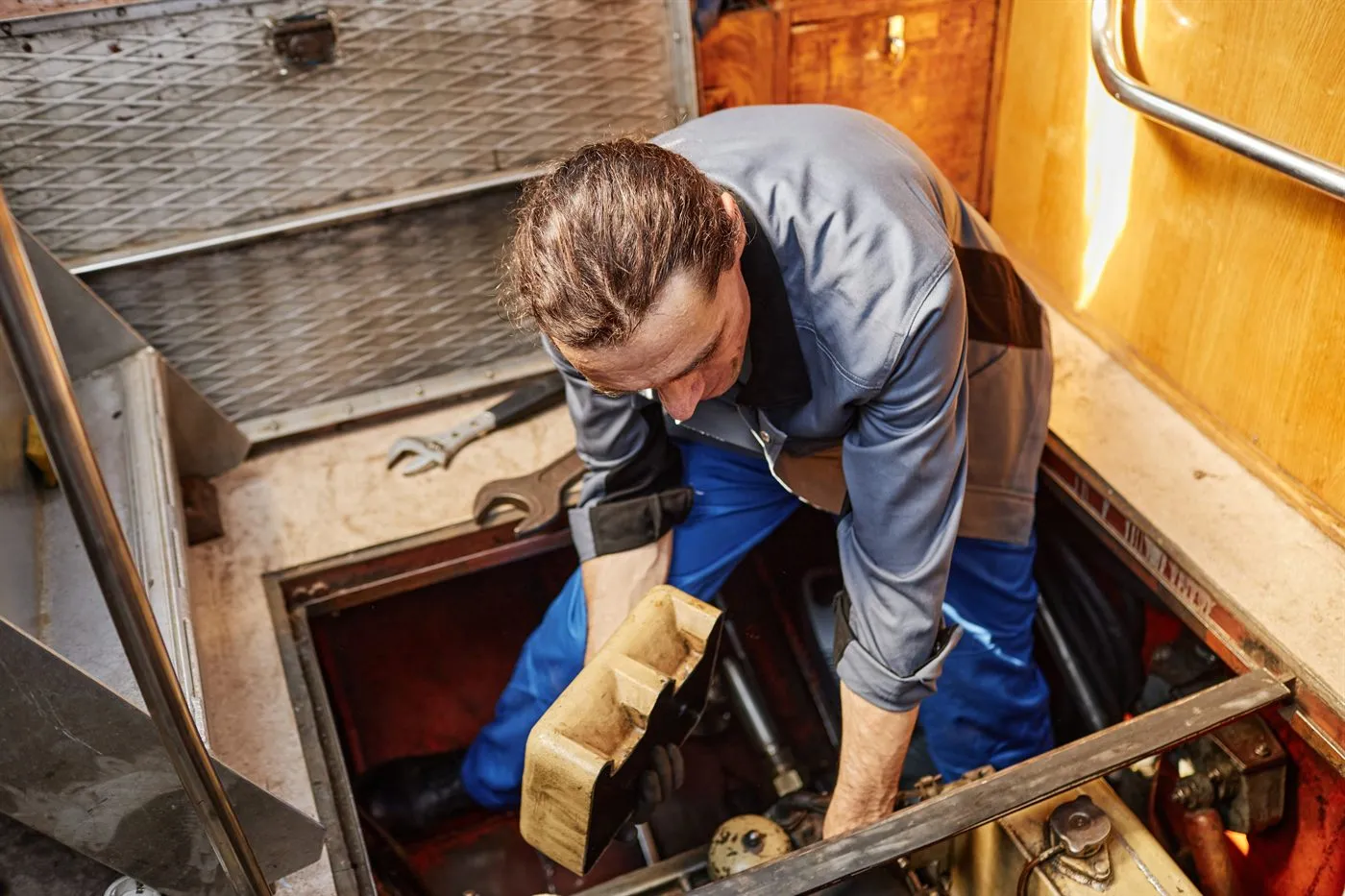 Marine engine winterization service