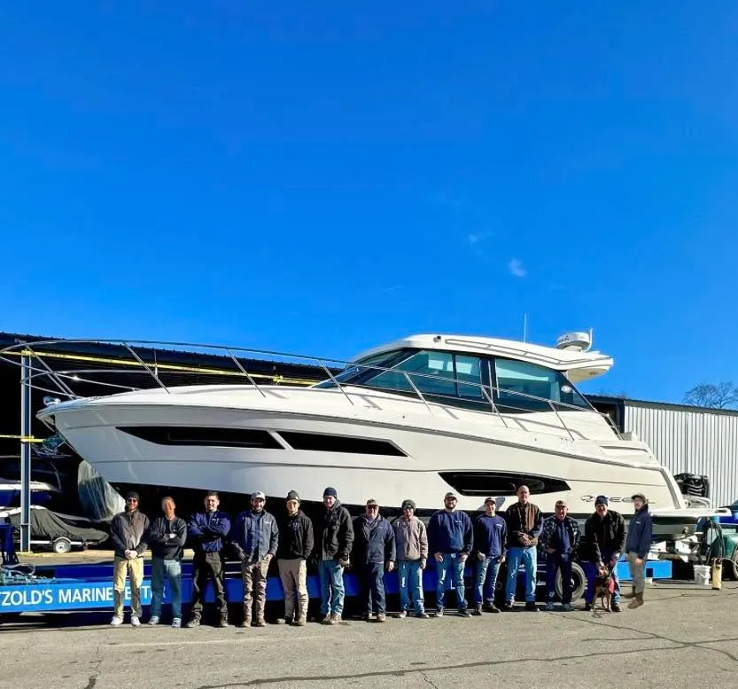 Boat winterization at Petzolds Marine Center in Portland, CT