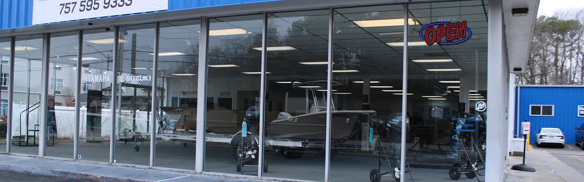 Engine repower service banner at Sports Marine Newport News