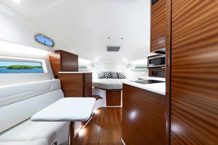 Cabin interior with a galley and berth