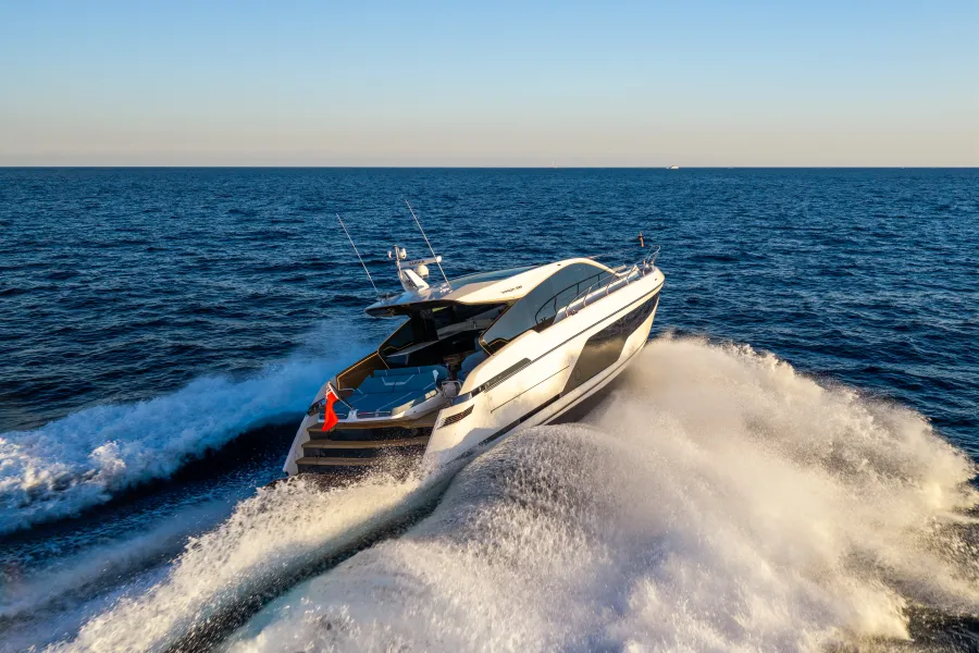 Fairline 58 GTO on the water ahead of the Fort Lauderdale International Boat Show