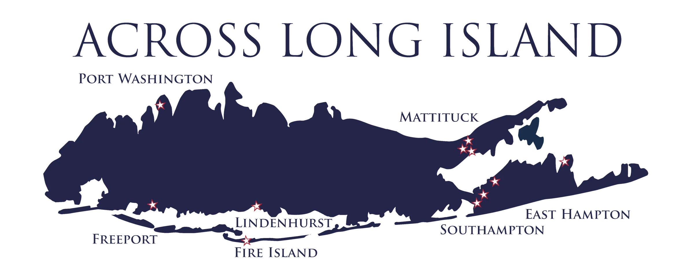 Map of Strong's Marine locations across Long Island