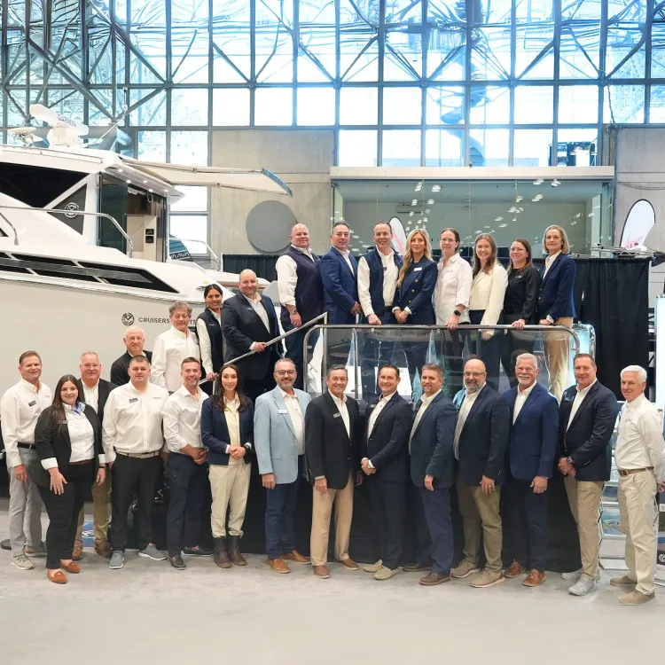 The Strong's Marine team in the showroom