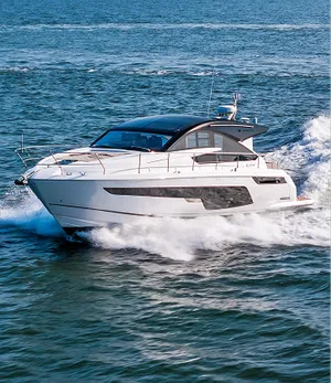 Coupe yacht with sleek styling and all-weather versatility