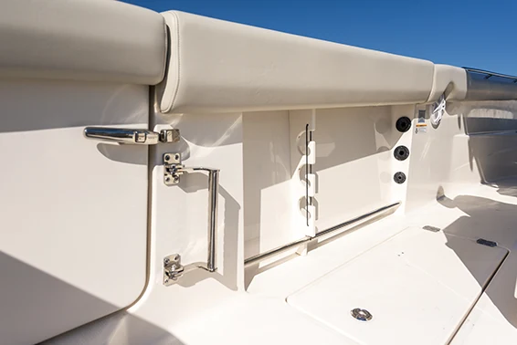 Before or after fishing, there are dedicated places to stow your rods.