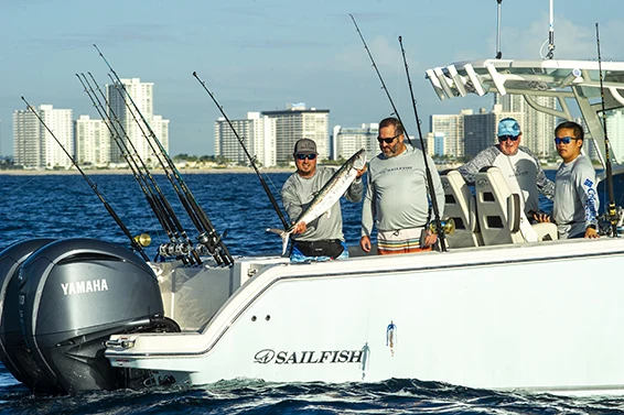 Sailfish Boats offer the most standard stainless steel rod holders in their class.
